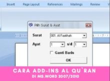 Cara Menggunakan Add-Ins Al Qur'an di Microsoft Word 2007/2010