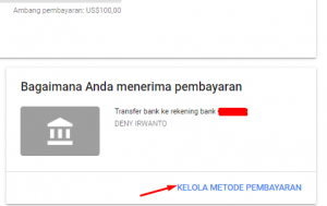 tampilan kelola metode pembayaran