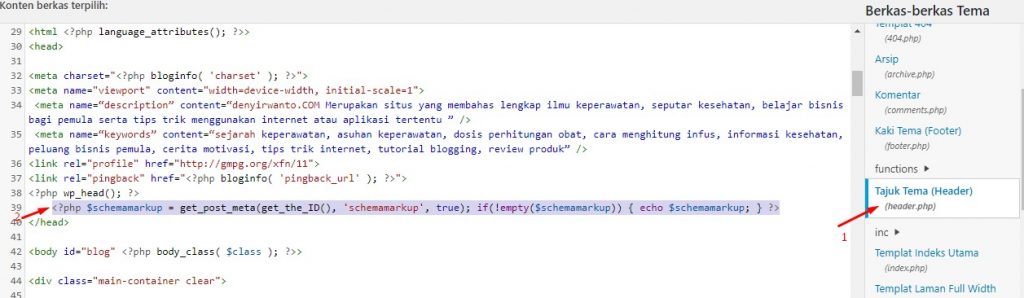 Memasukkan Kode Pemanggil di Menu Header.php