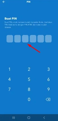 tampilan pembuatan PIN pada aplikasi BRImo